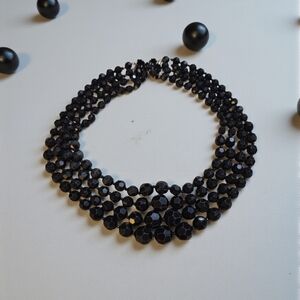 Vintage West Germany Elegant Black Beaded Necklace